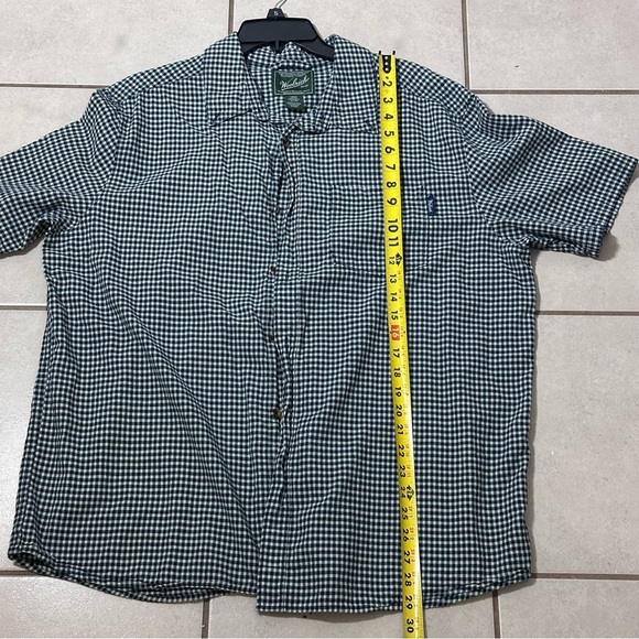 Woolrich Men Button Down Short Sleeve Plaid Green Shirt size XL. - Picture 7 of 8